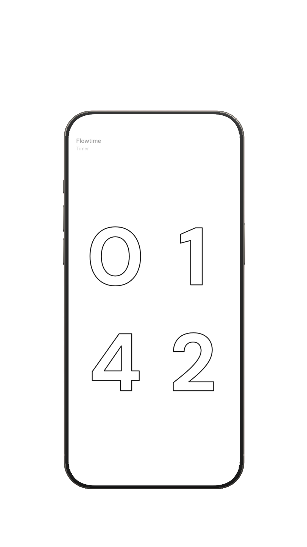 Flowtime minimal timer with outlined digits