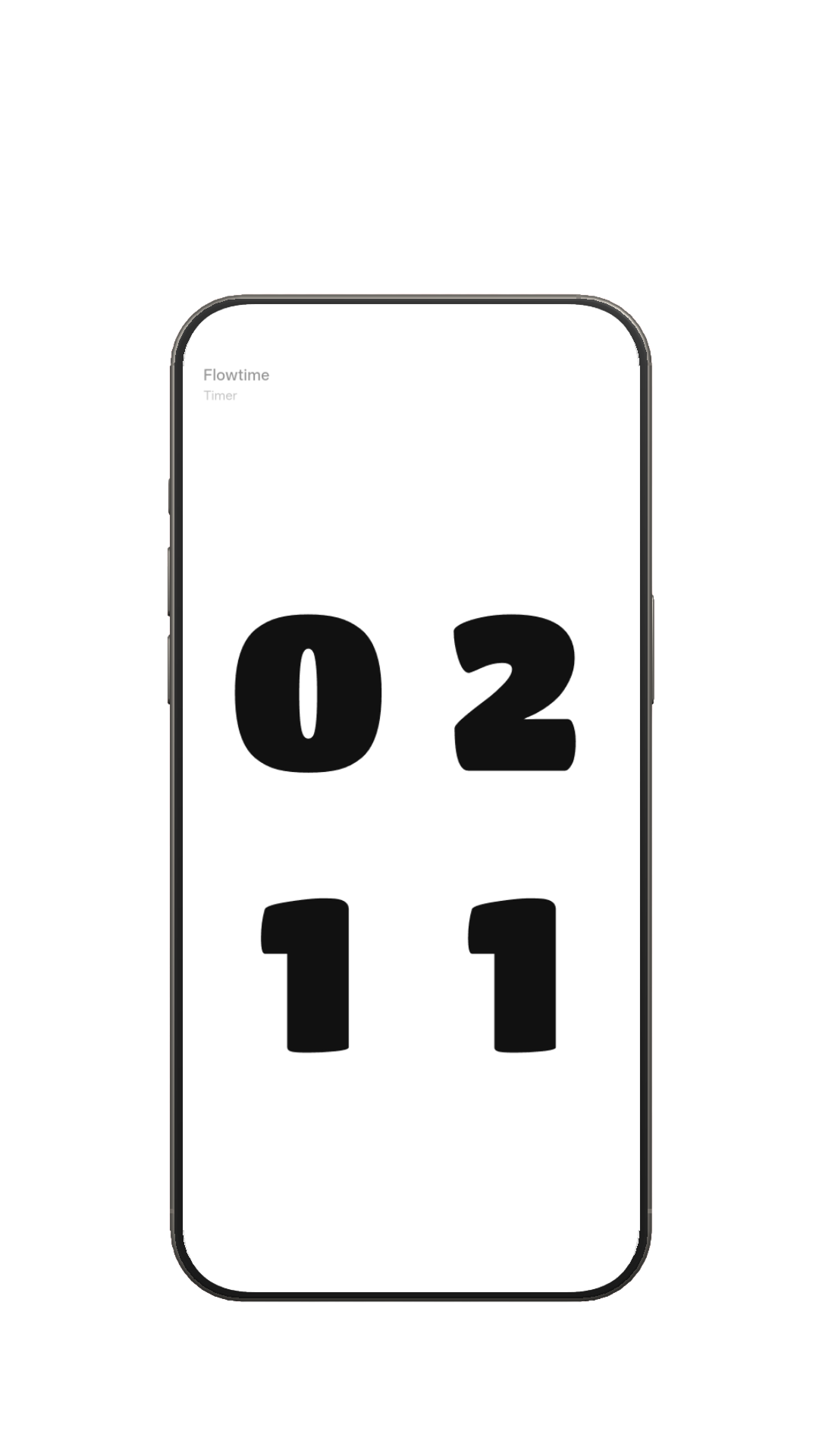 Flowtime minimal timer with bold black digits